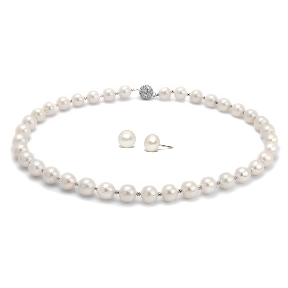 Classic Light Natalie Fresh Water Pearl Necklace & Earrings Gift Set ...