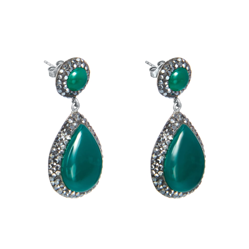 Dewdrop Green Agate Earrings